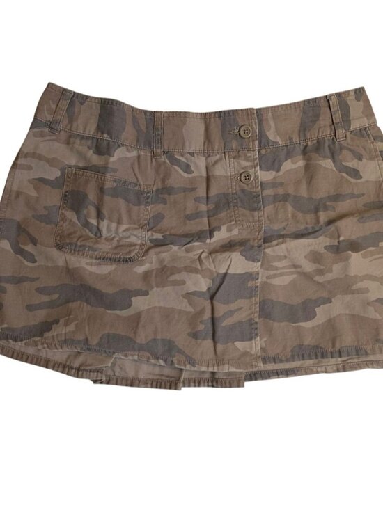 Y2K 04' Old Navy Womens Camo Pleated Micro Mini Skirt Sz 12 100% Cotton - Picture 2 of 6